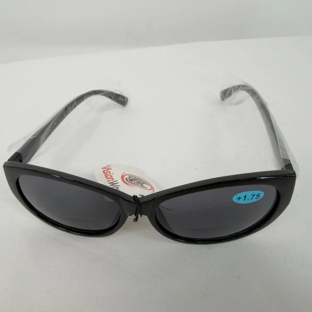 Vision World Black Cat Eye Bifocal Sunglasses Readers +1.75 UV Protection 104-49